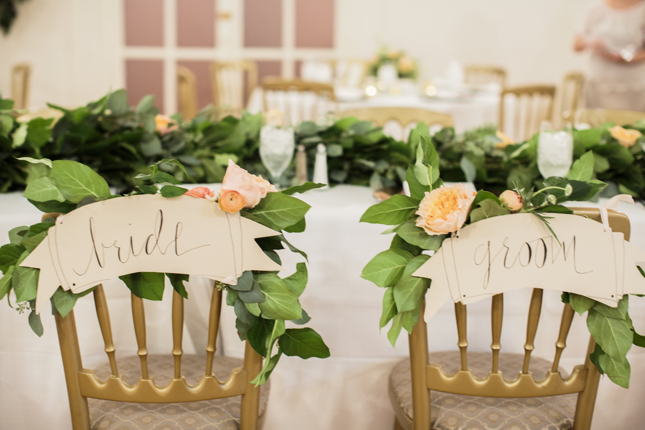 Bride and Groom Chair Banners | Simply Charming Socials | Atlanta Wedding Planner