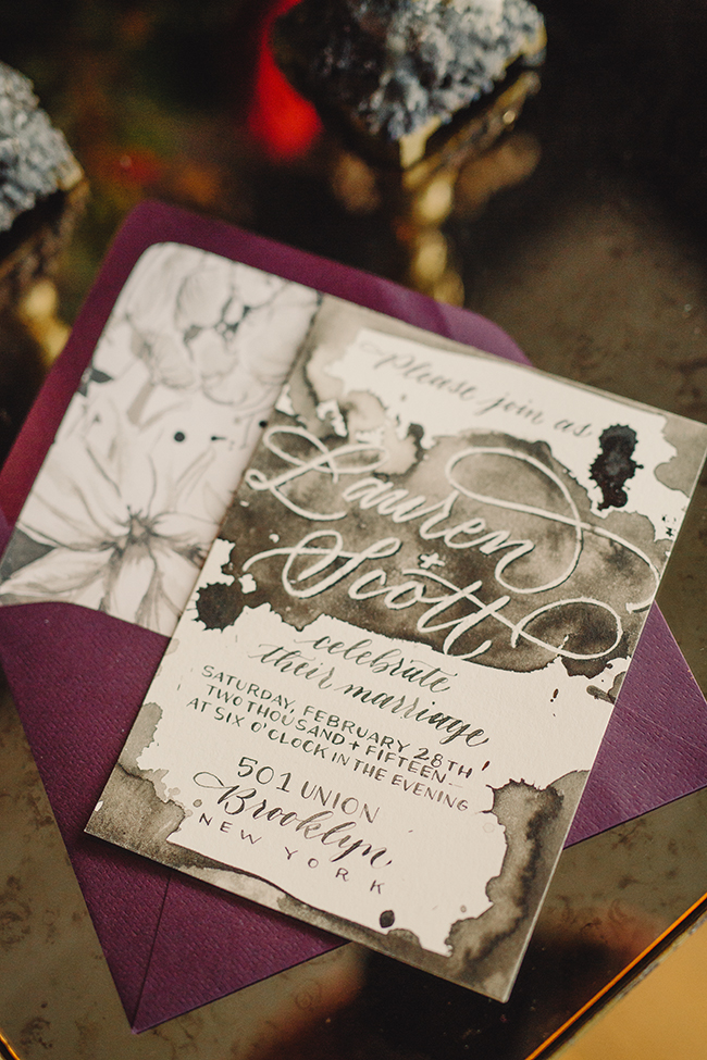 Wedding Invitations with Calligraphy and Black Watercolor | Simply Charming Socials | Atlanta Wedding Planner