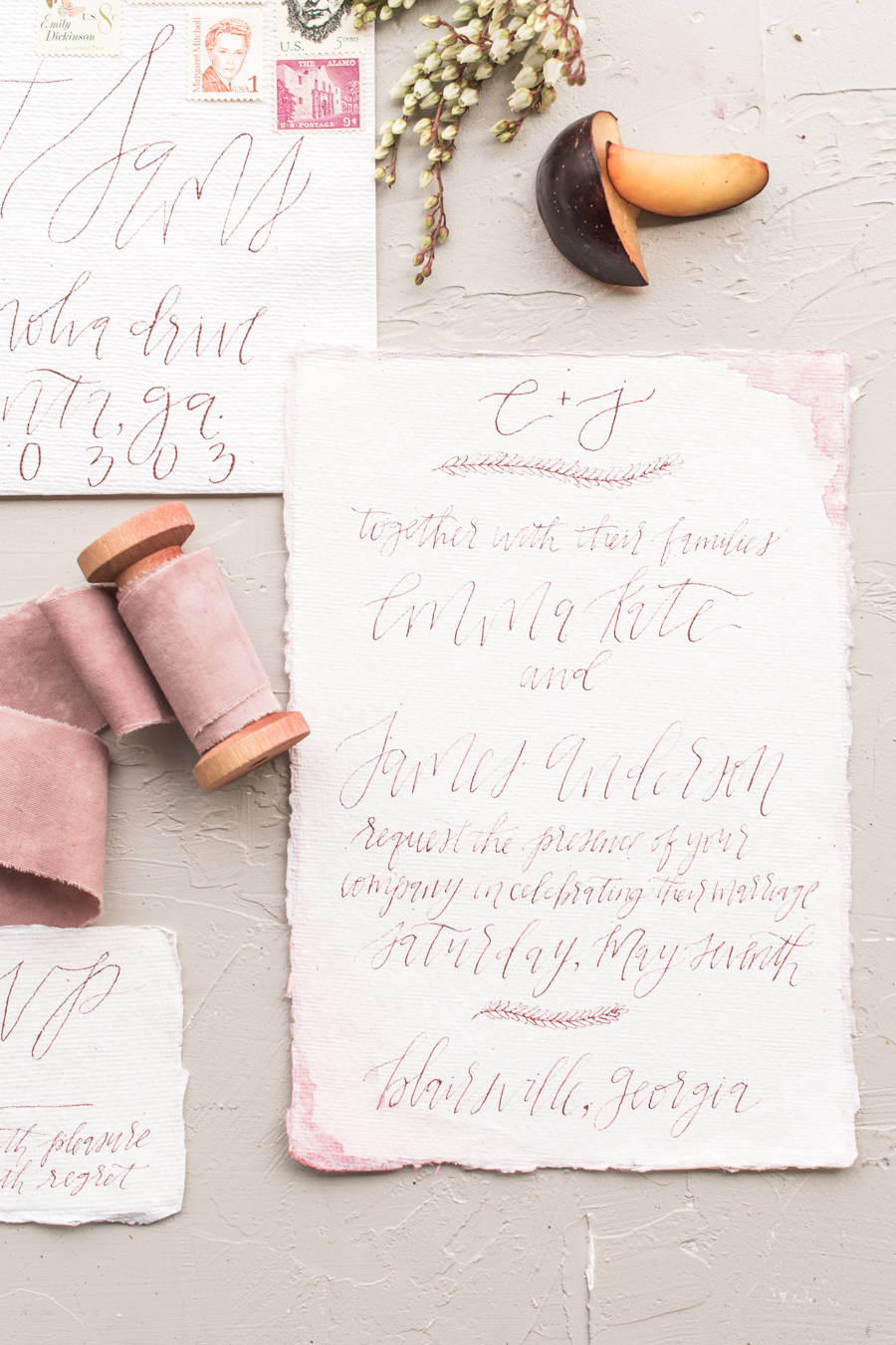 Handmade Paper Wedding Invitations | Simply Charming Socials | Atlanta Wedding Planner