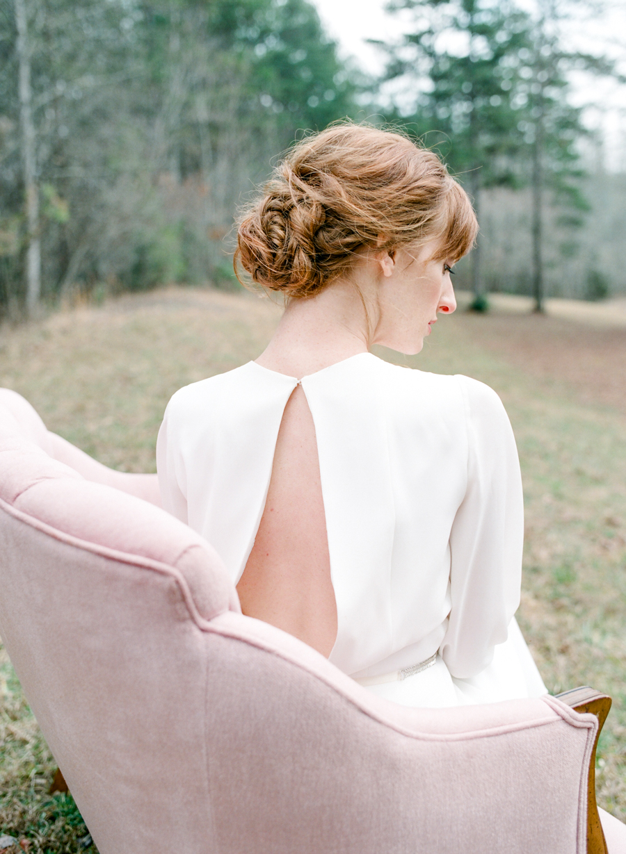 Backless Wedding Dress and bridal Hairstyle | Simply Charming Socials | Atlanta Wedding Planner