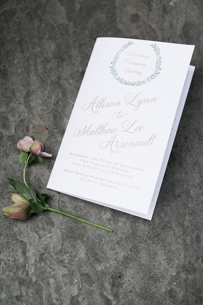 Wedding Programs with Monogram Crest | Simply Charming Socials | Atlanta Wedding Planner