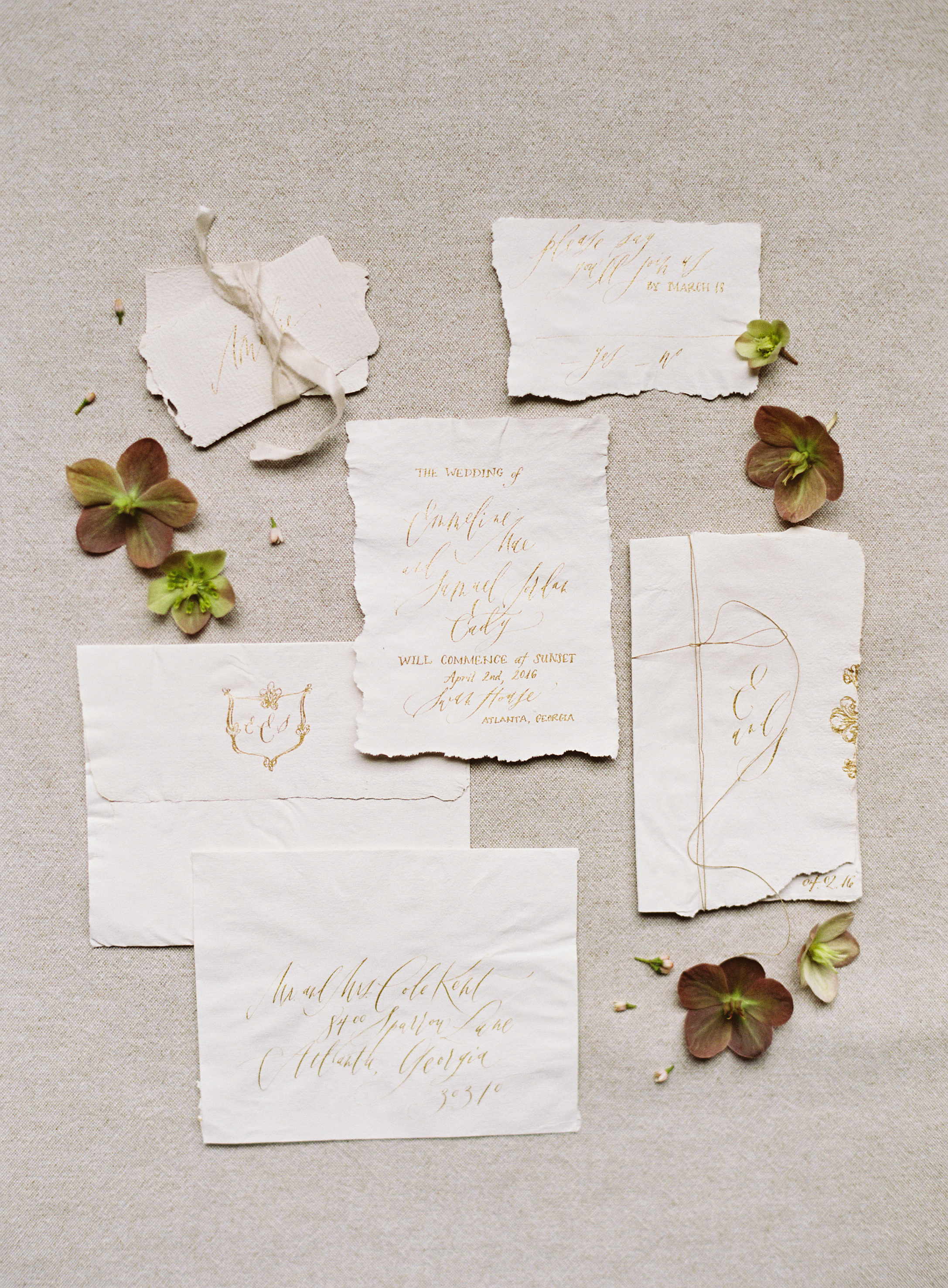 Handmade Paper Wedding Invitations | Simply Charming Socials | Atlanta Wedding Planner