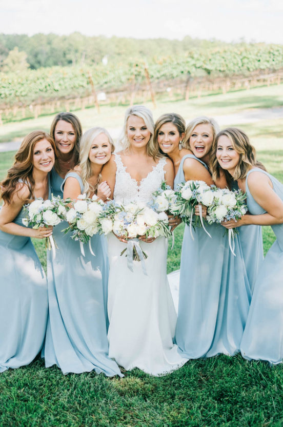 Bride and Bridesmaids in Light Blue | Simply Charming Socials | Atlanta Wedding Planner