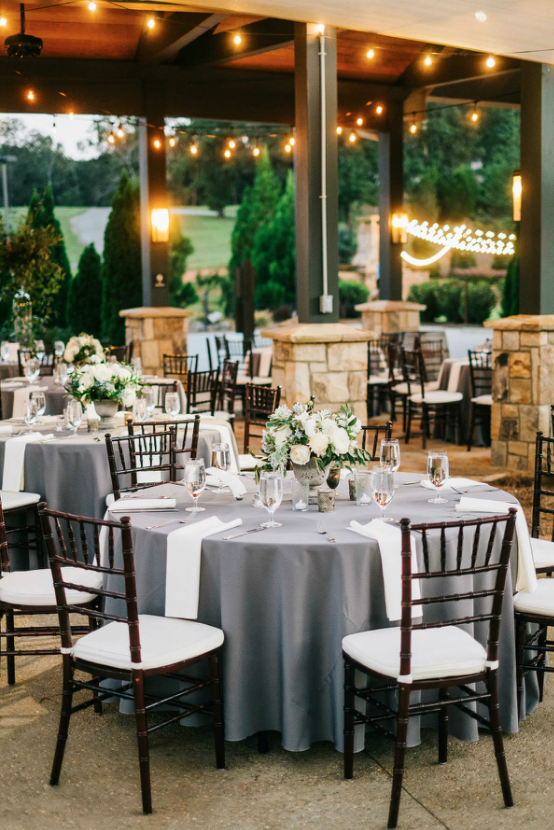 Dusty Blue &amp; White Wedding Reception | Simply Charming Socials | Atlanta Wedding Planner