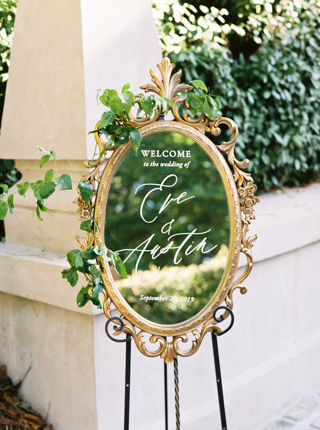 Mirror Welcome Sign | Simply Charming Socials | Atlanta Wedding Planner
