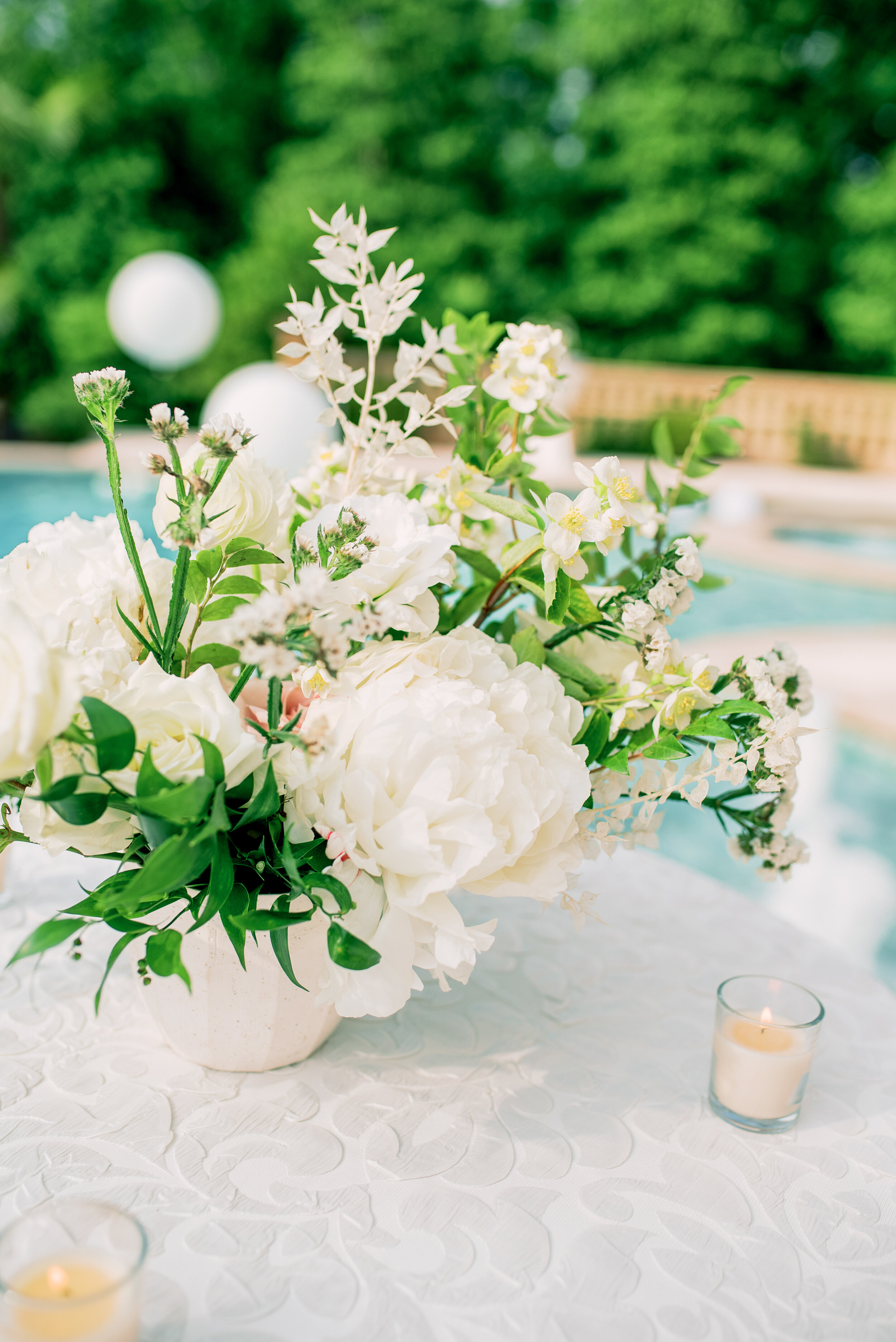 White Floral Centerpiece | Simply Charming Socials | Atlanta Event Planner