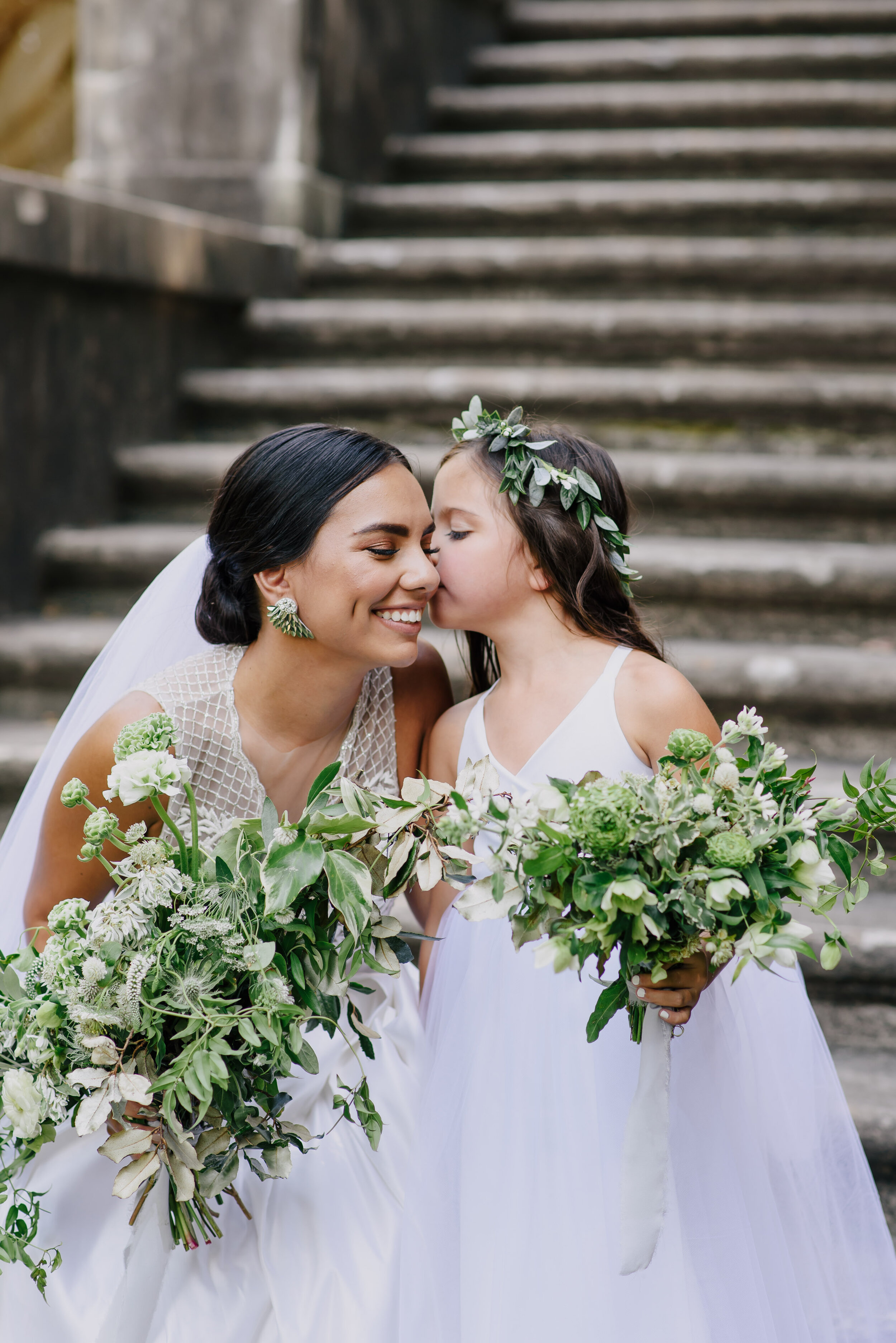 Bride and Flower Girl with Flower Crown | Simply Charming Socials | Atlanta Wedding Planner