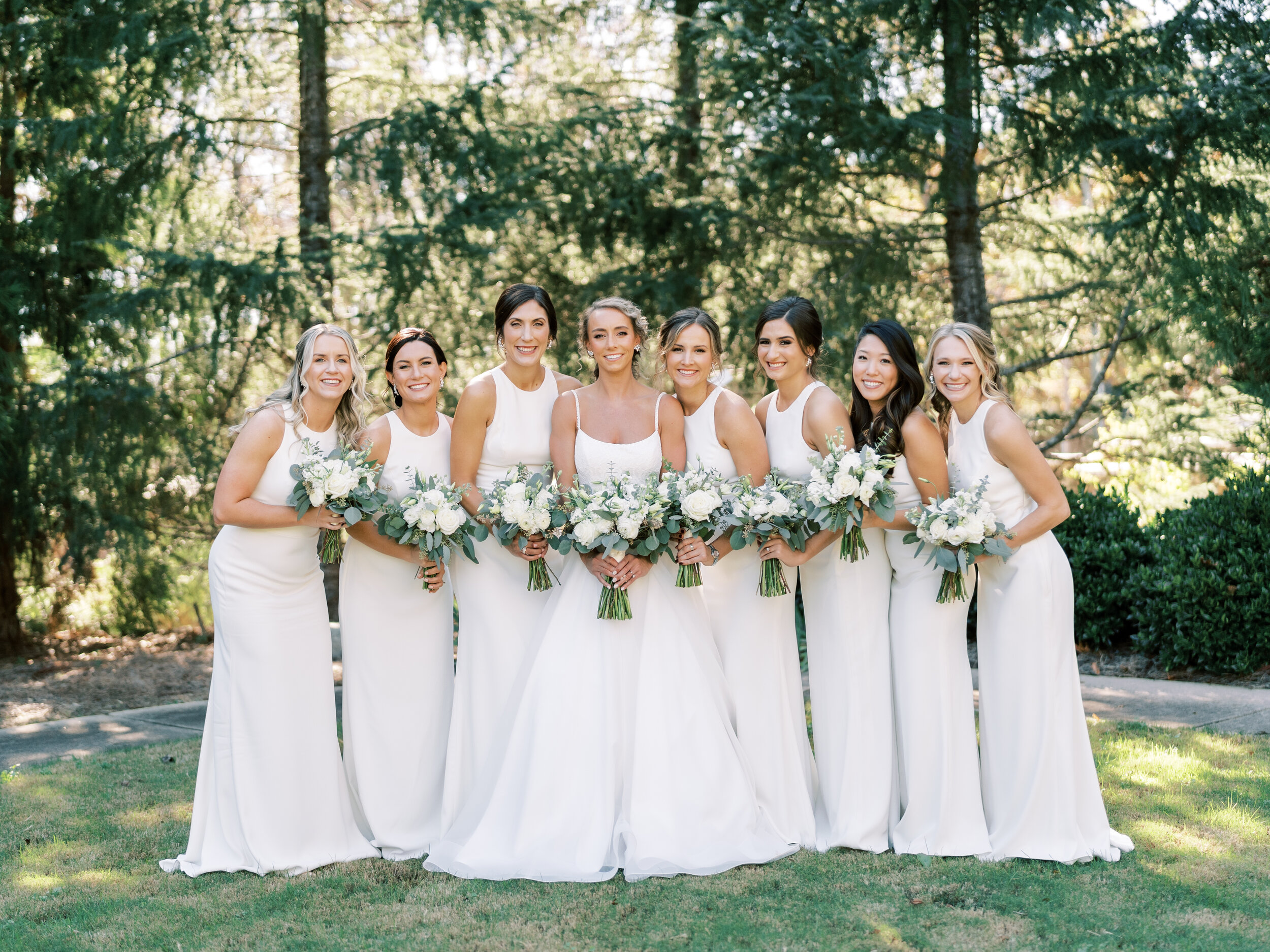White Bridesmaids Dresses | Simply Charming Socials  | Atlanta Wedding Planner