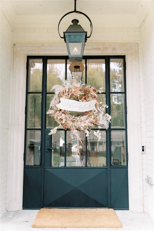 Calligraphy Welcome Banner and Floral Wreath | Simply Charming Socials | Atlanta Event Planner