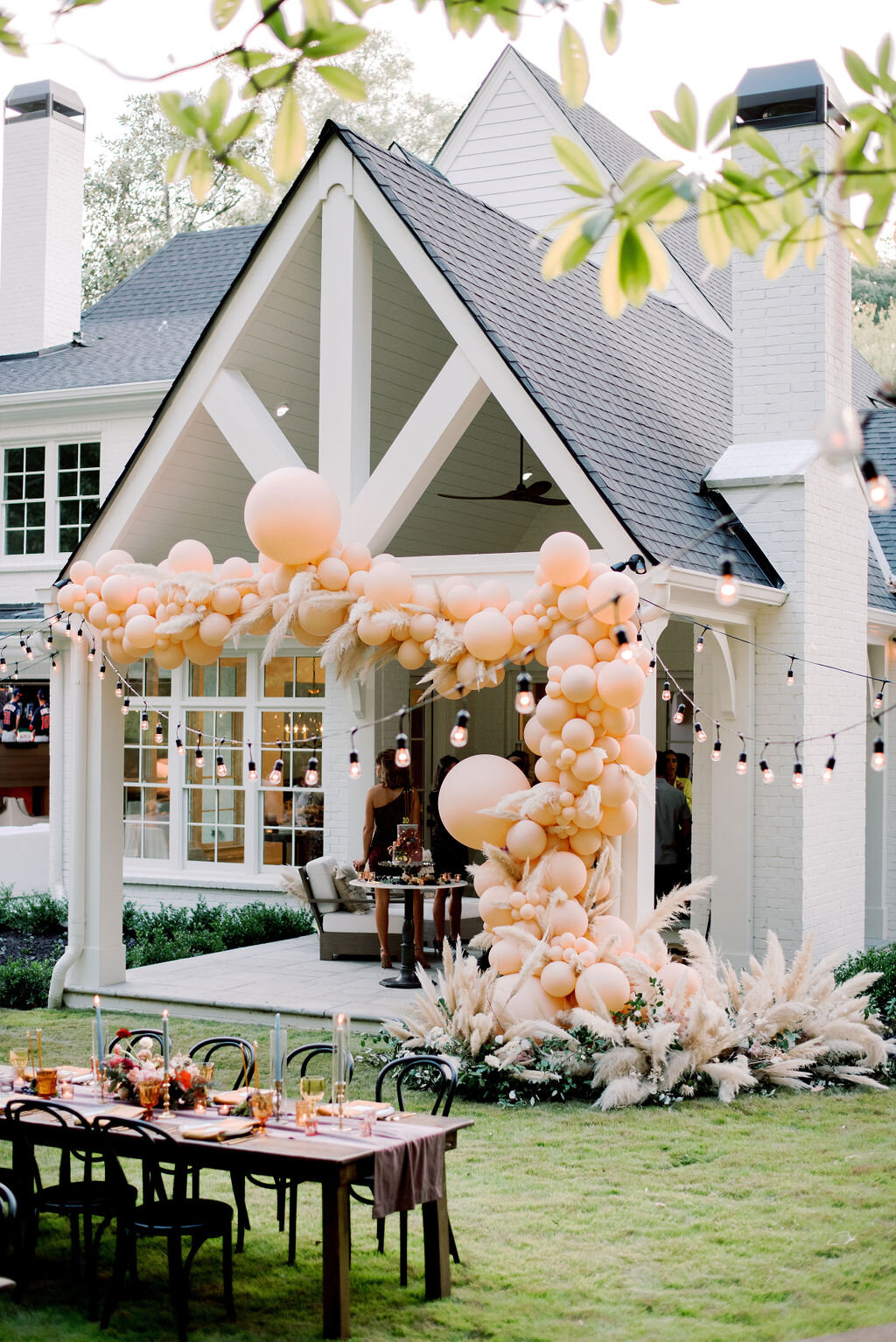 Backyard Dinner Party with Balloon Installation | Simply Charming Socials | Atlanta Event Planner