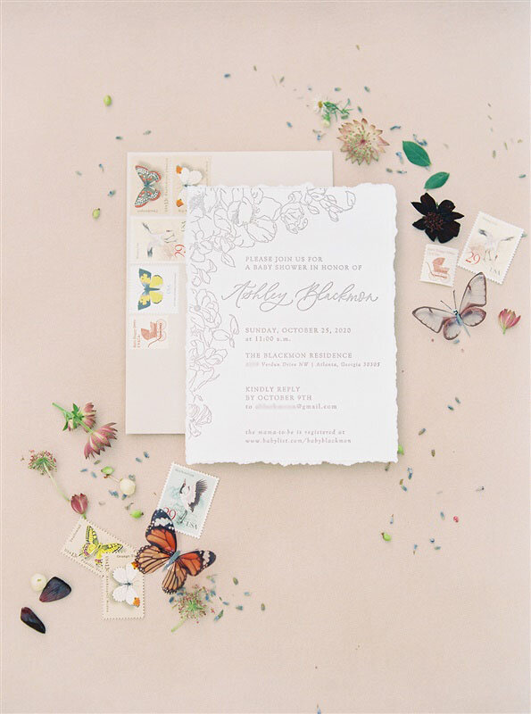 Baby Shower Invitations with Floral Illustration | Simply Charming Socials | Atlanta Event Planner