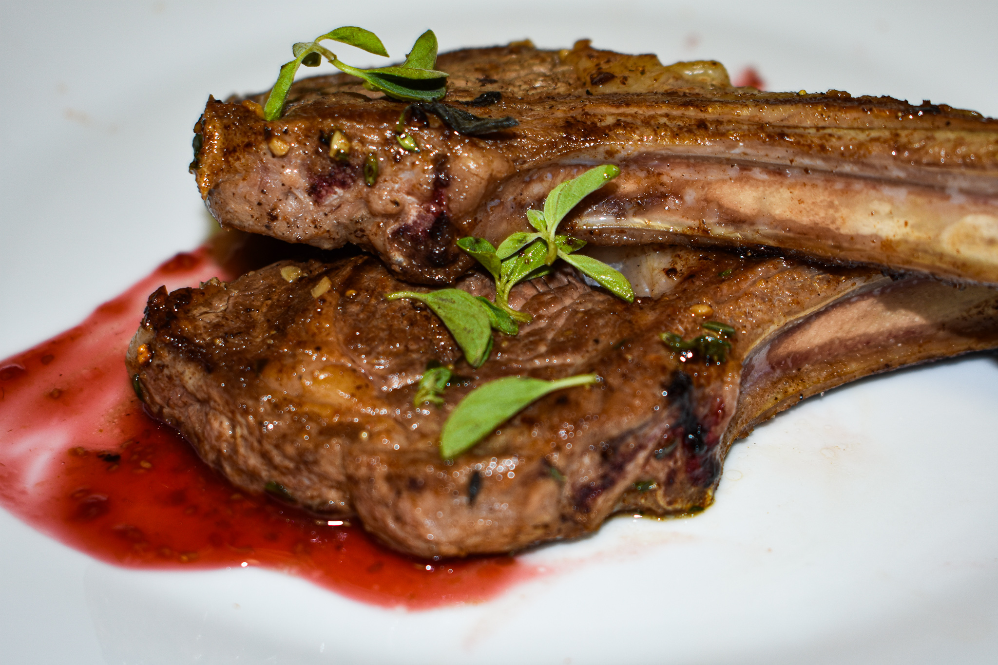 Lamb Chops, Raspberry Reduction Sauce