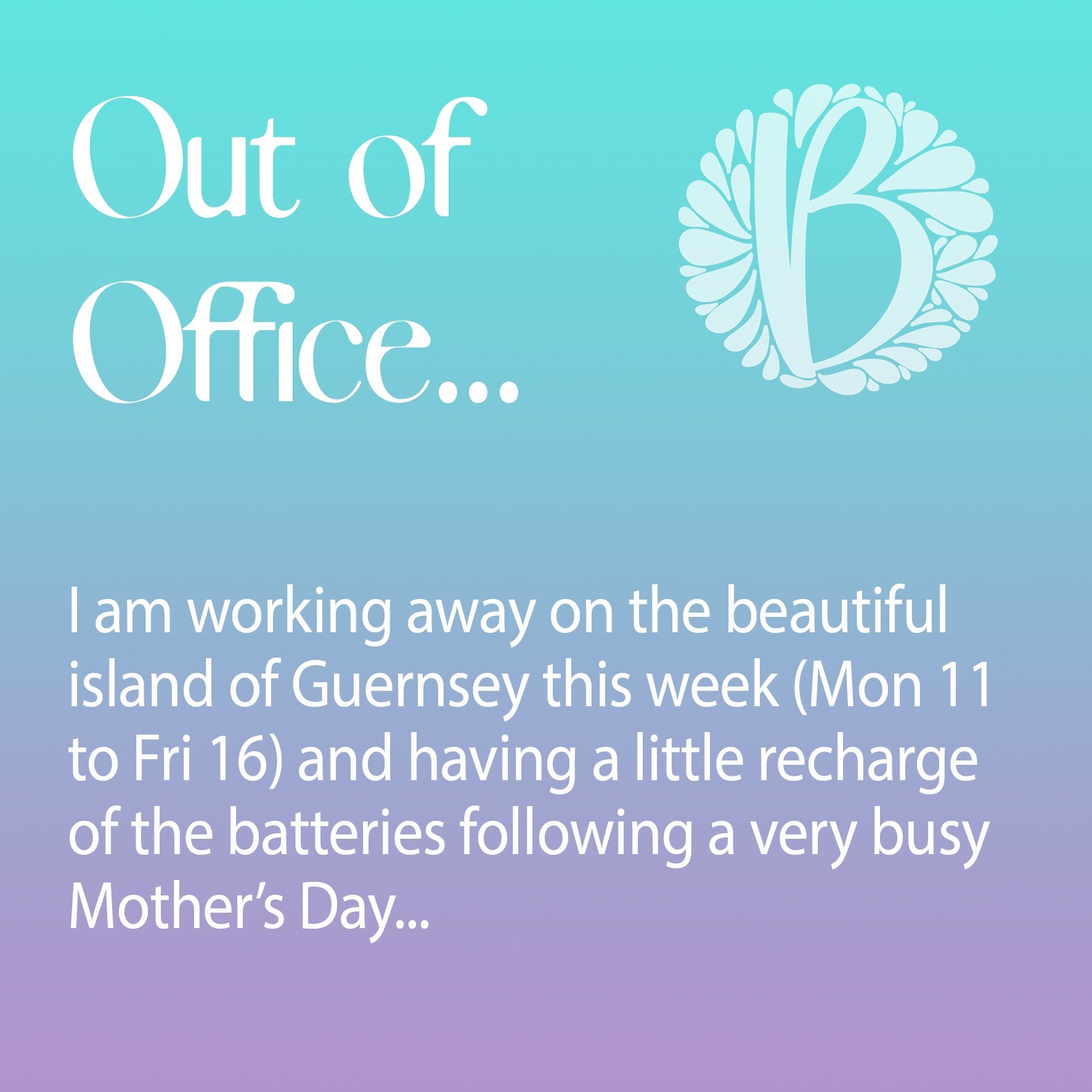 I have the great opportunity to be working on the beautiful island of Guernsey this week and will be back in the Unit on Saturday 16th March.
 
I will check emails periodically and you can contact me here via DM.

Thanks for your understanding!

Davi