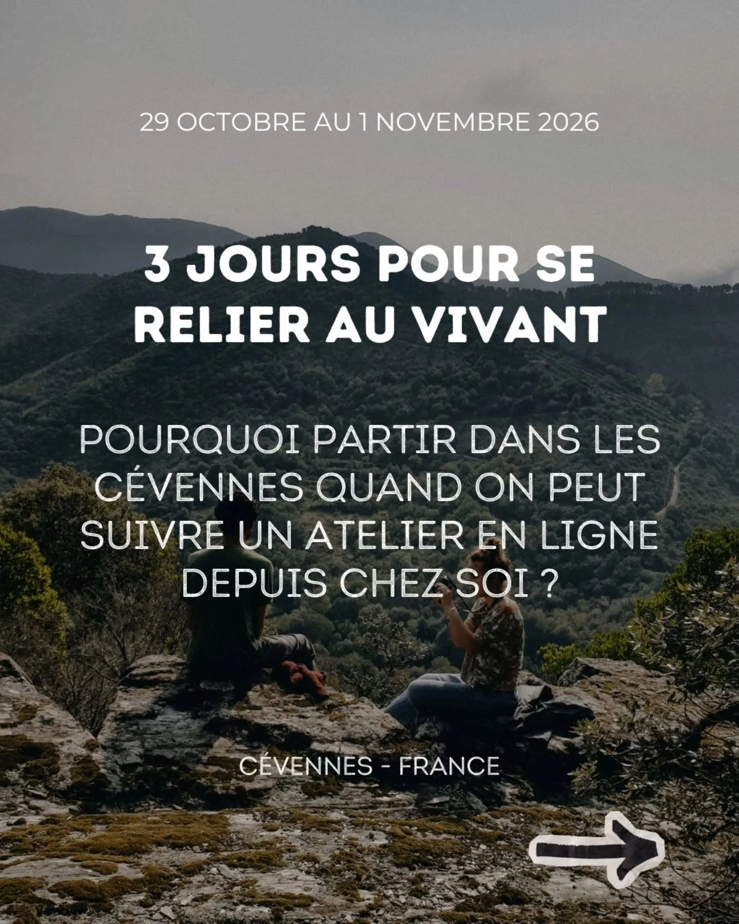 Pourquoi partir dans les C&eacute;vennes quand on peut suivre un atelier en ligne depuis chez soi ?

Je me suis longtemps pos&eacute; la question.

Un format en ligne donne un processus que nous pouvons suivre de puis chez soi,  &agrave; notre rythme