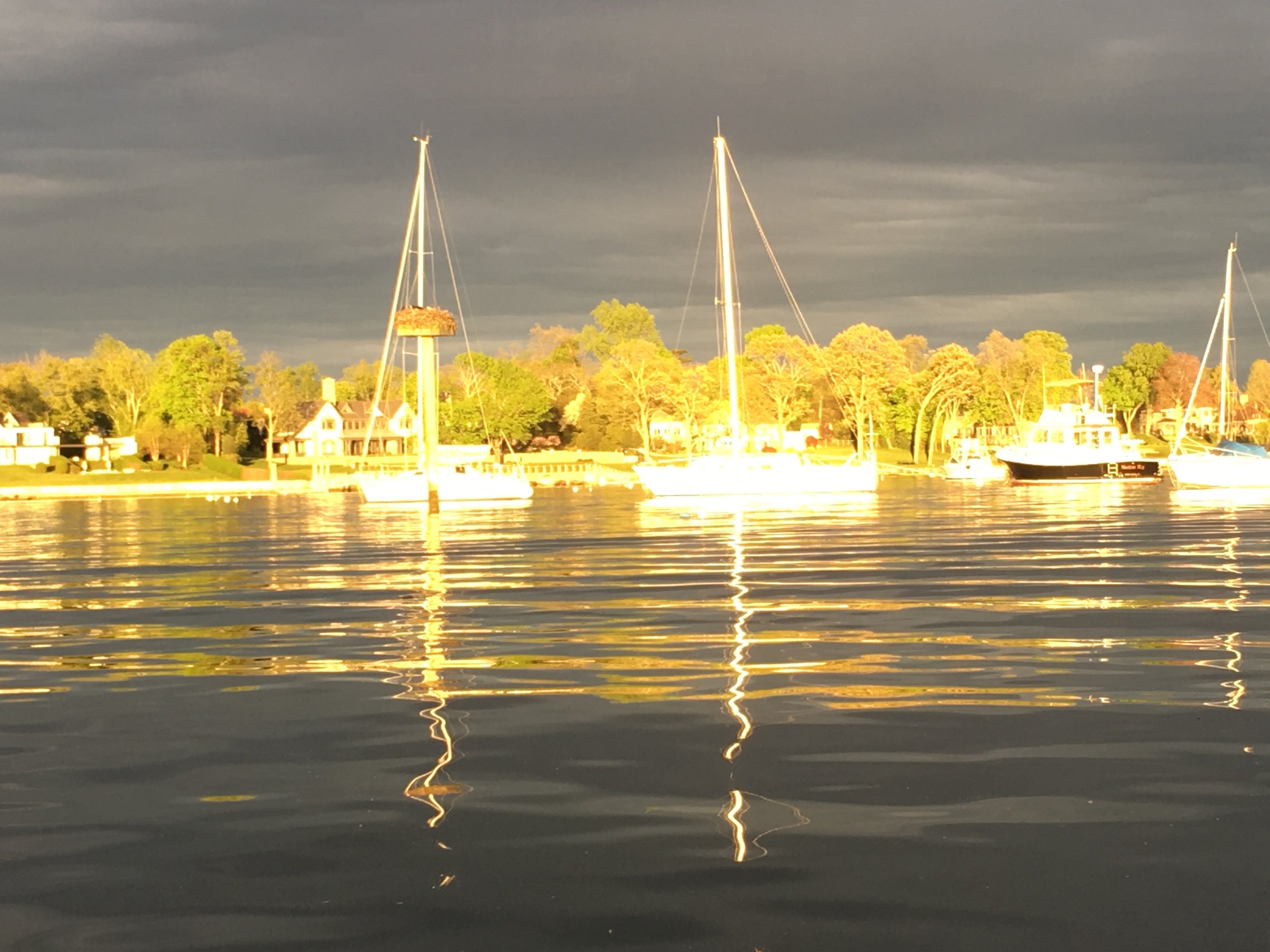 Bright sunset on water