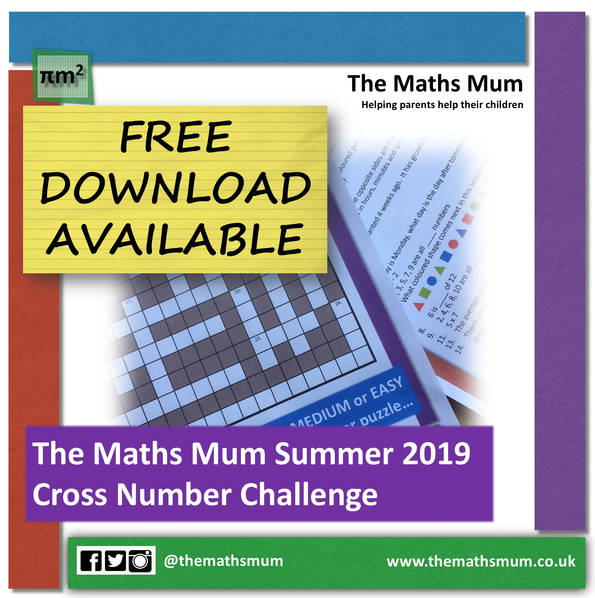 FREE:  The Maths Mum Summer 2019 Challenge