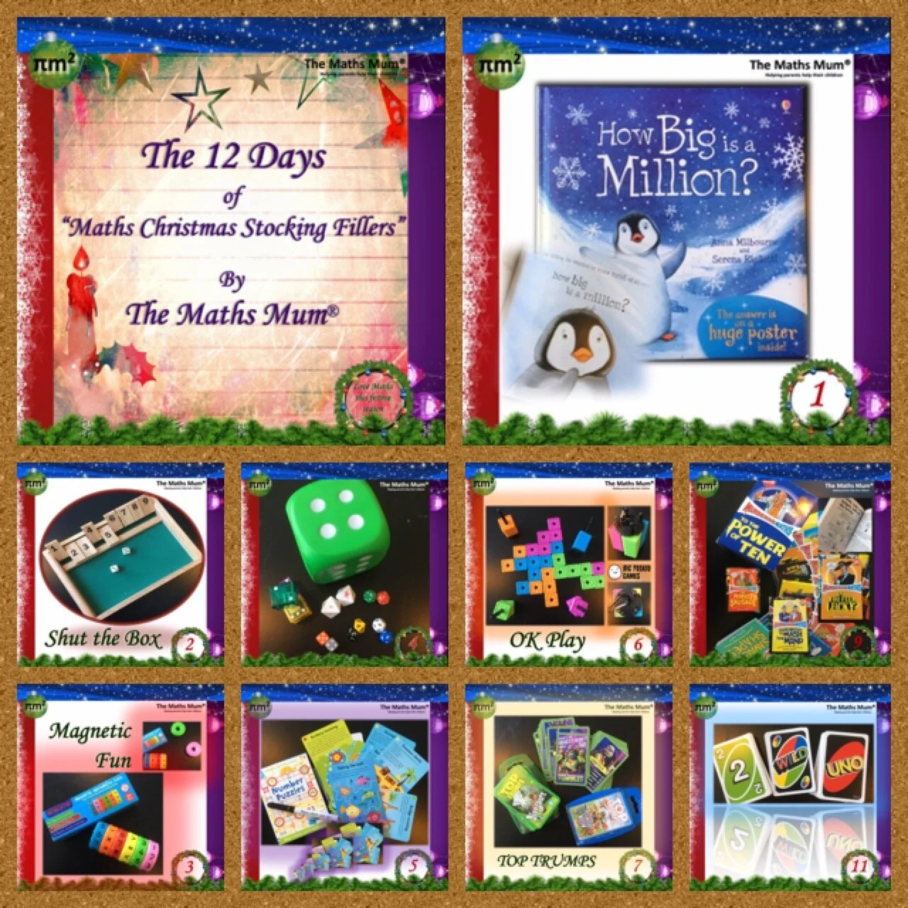 On the 12 Days of Christmas The Maths Mum® presents to you...