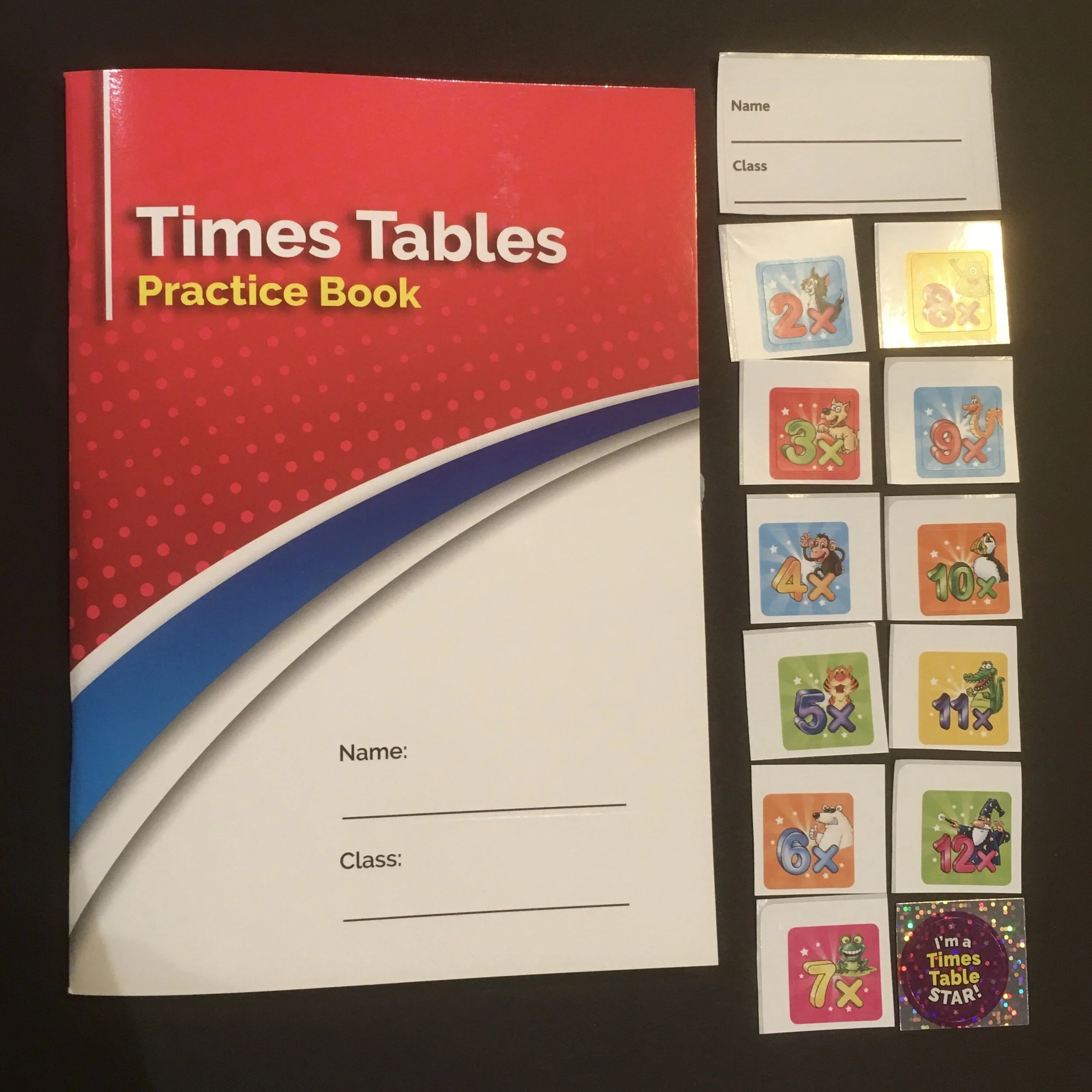 Times Table Practice Book plus achievement stickers