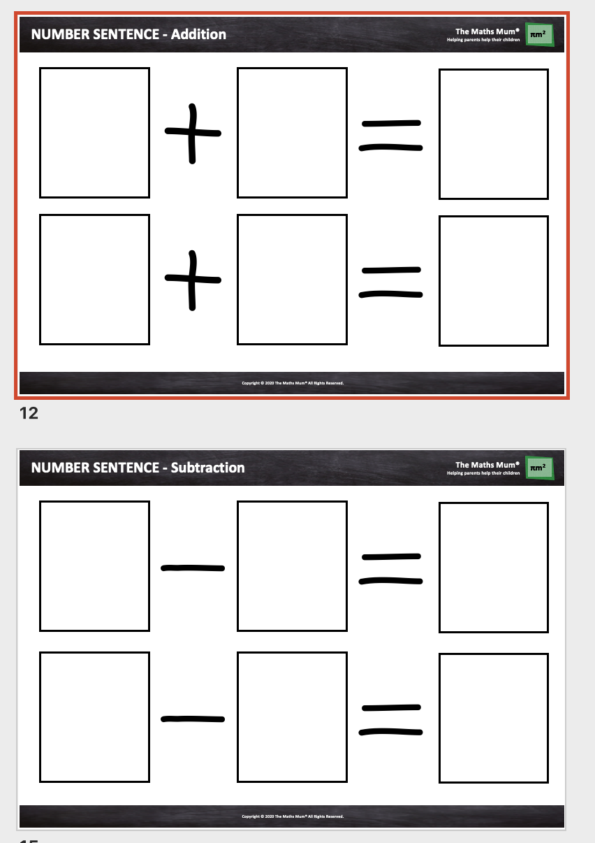 The Maths Mum® - Number Sentence Mats (Add &amp; Subtract)
