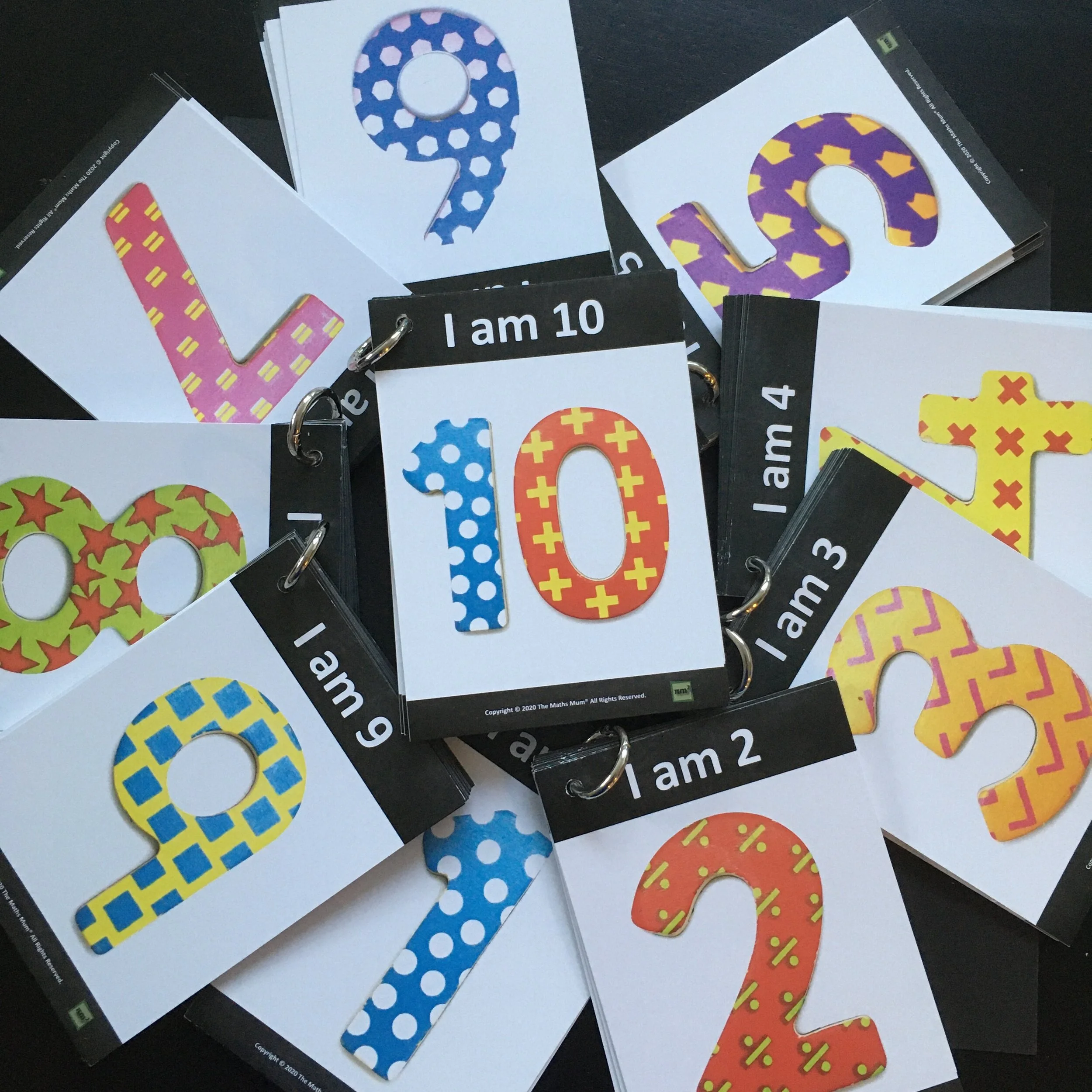 The Maths Mum® "I am" Numbers 1-10 Flashcards FULL SET -103 cards