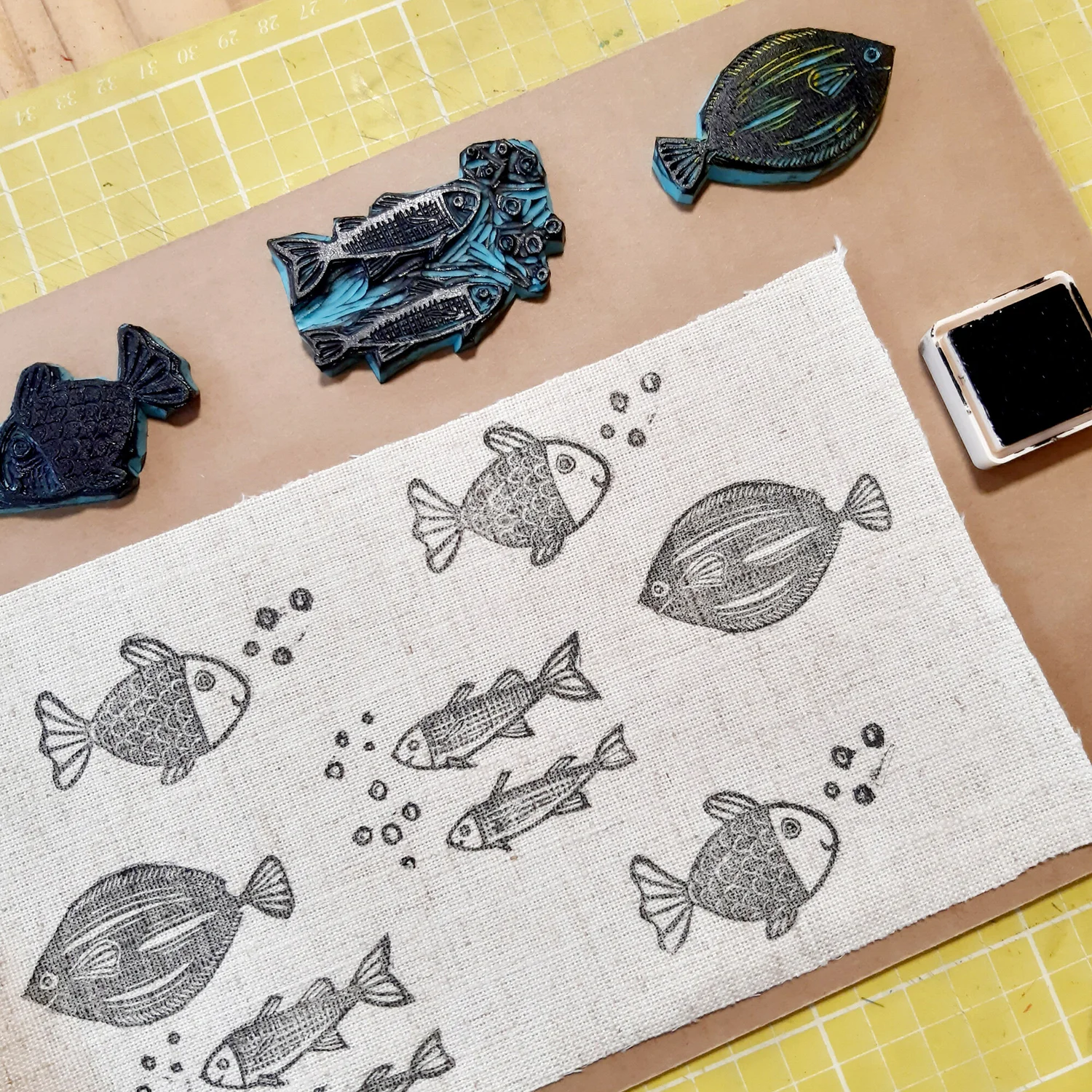 Patchwork Linocut Linocut Printing on Fabric (evening workshop) — Yardley Arts