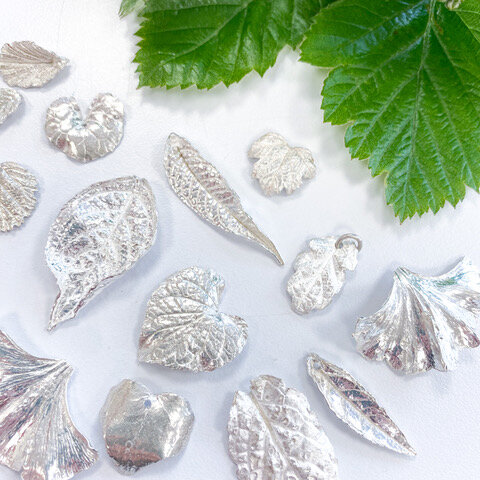Silver clay leaves