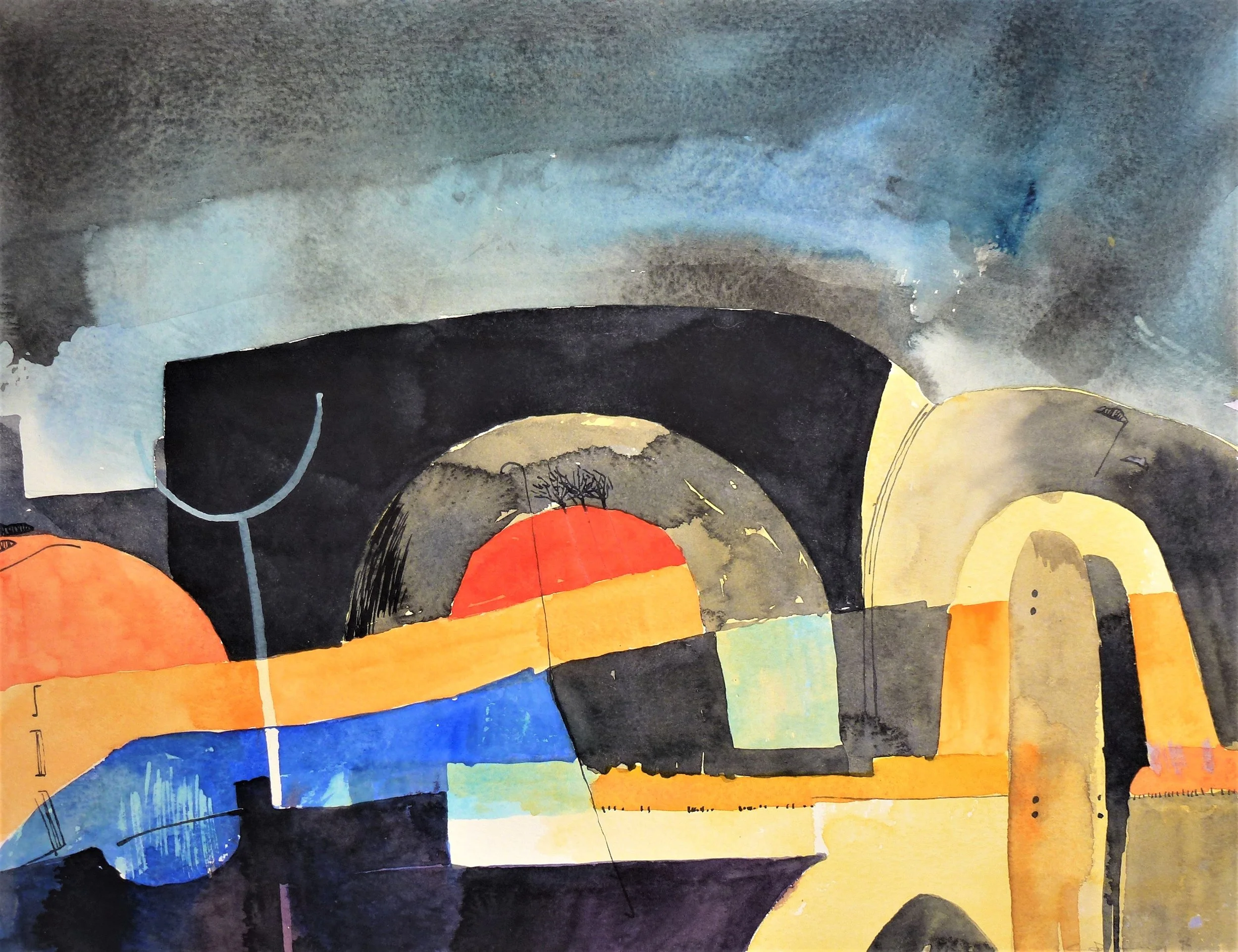 Claire Denny-'The Garden and beyond', Watercolour and ink.JPG