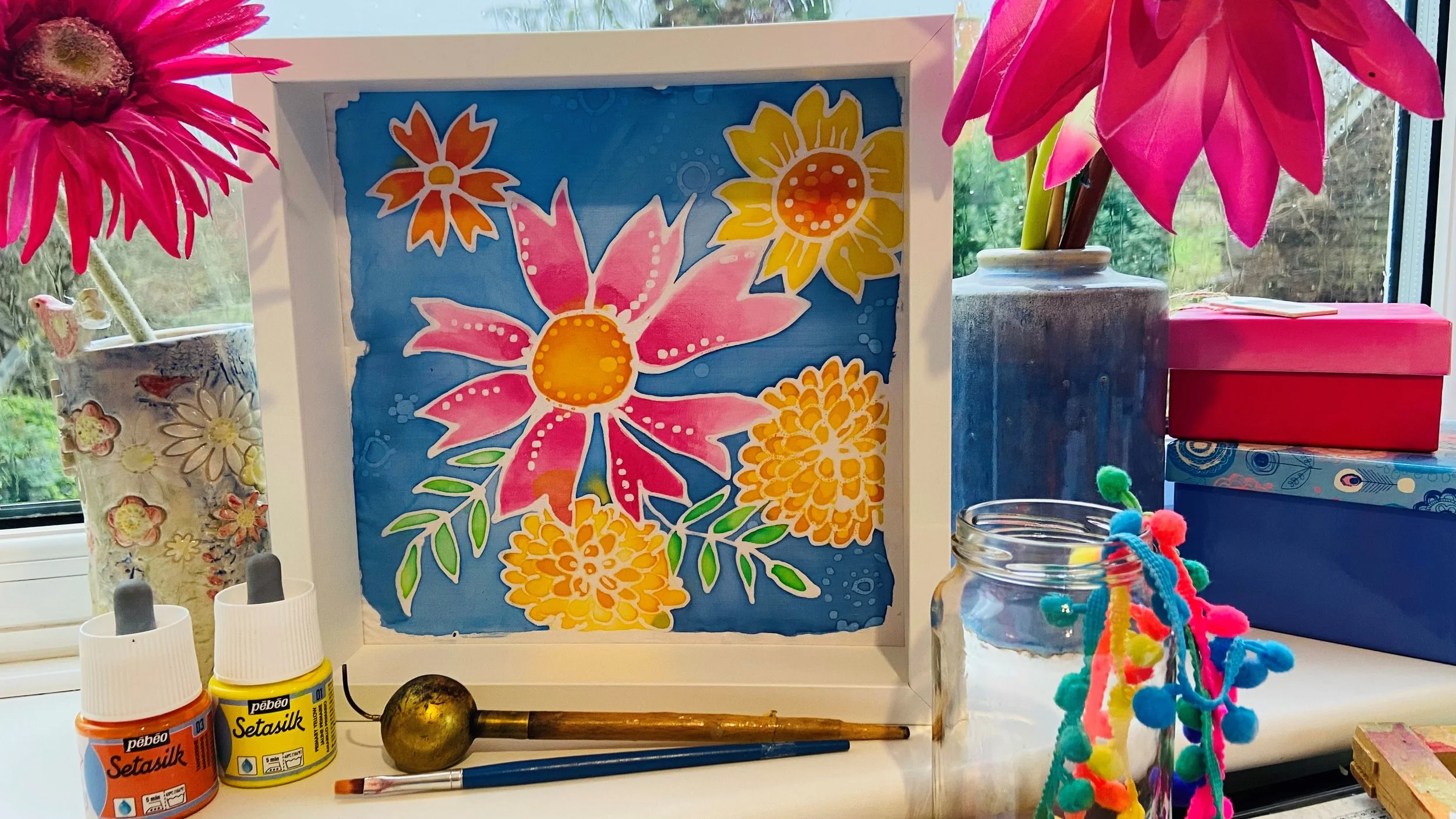 Silk Painting - Beautiful Blooms (with wax resist)