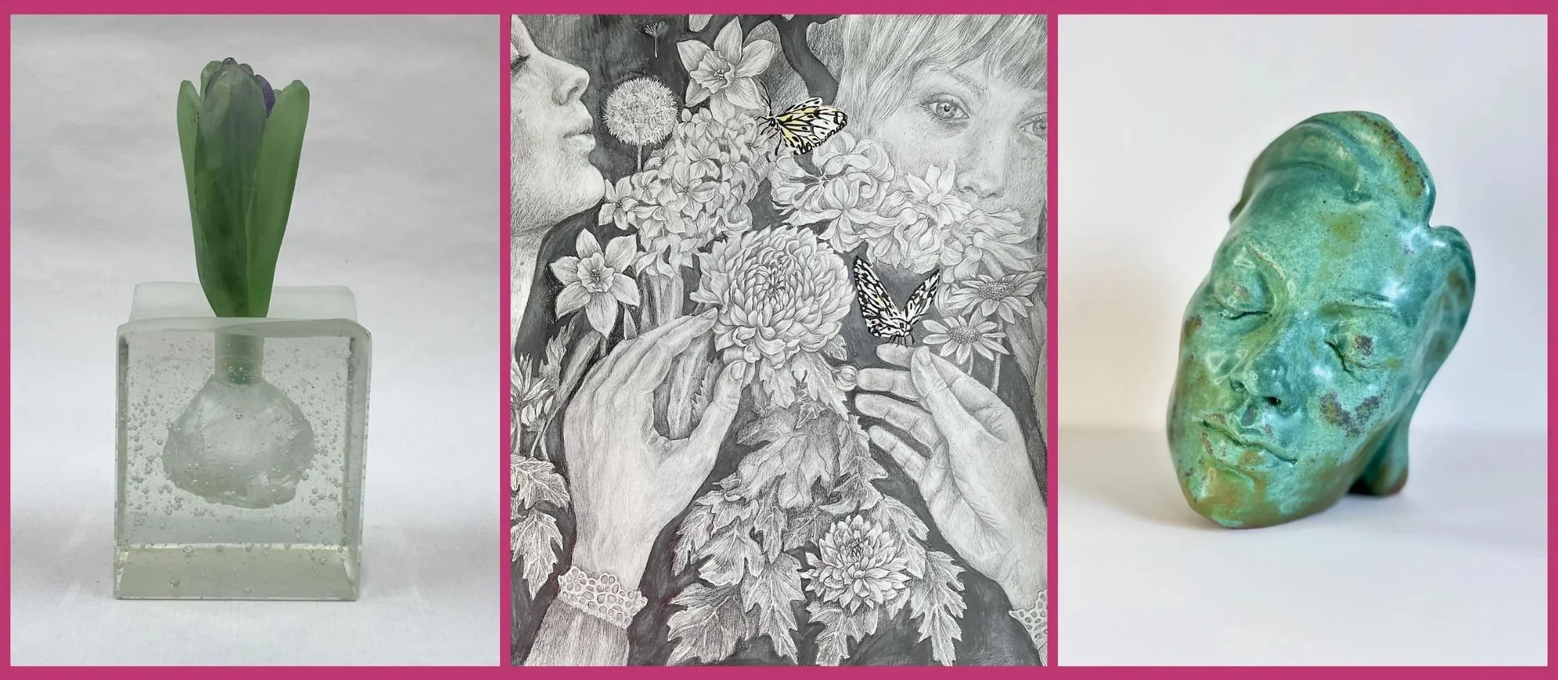 Artwork by Yardley Arts Summer Open Exhibiting Artists, Ingrid Hunter, Elizabeth Shaw and Charlotte Cundell