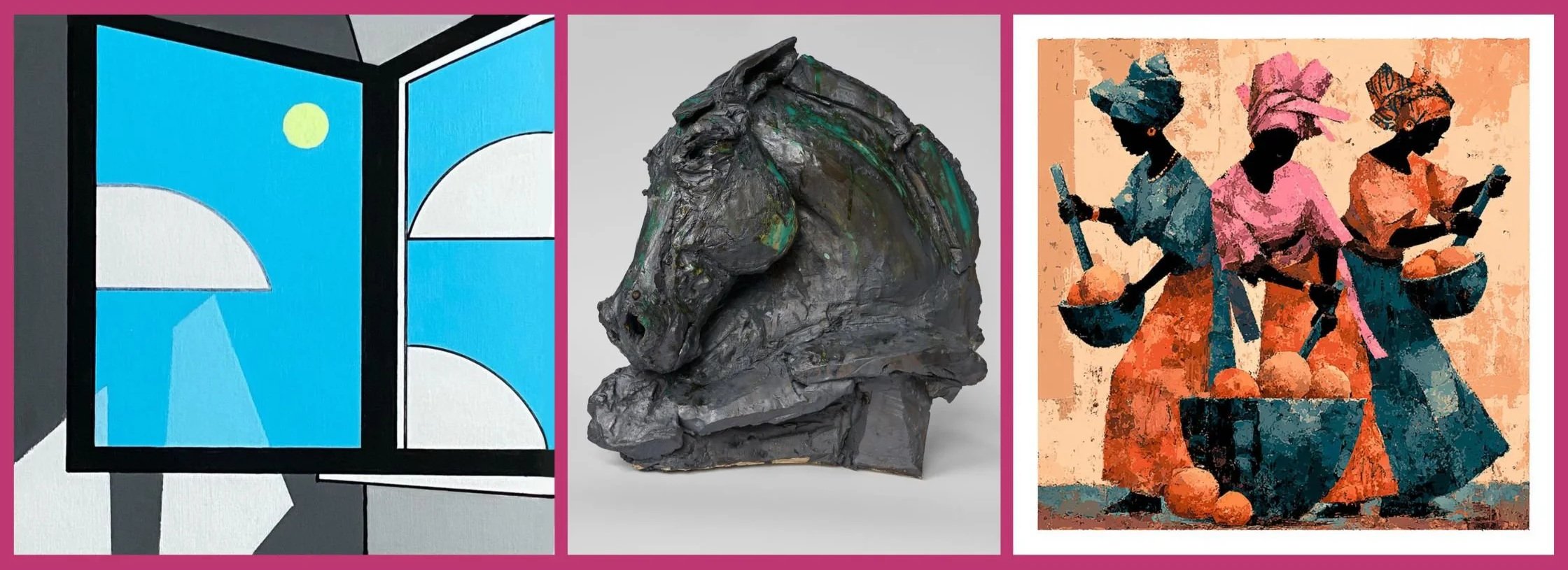 Artwork by Yardley Arts Summer Open Exhibiting Artists, Andrew Marsh, Gwenda Jones and Ruth Adeleye