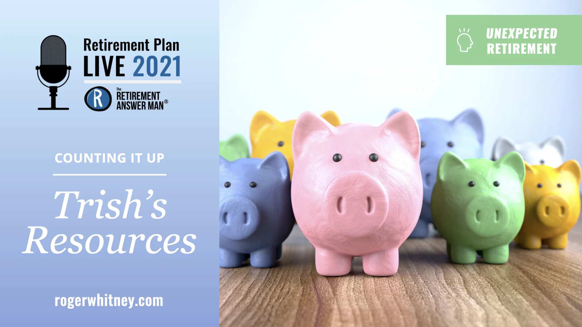 #361 - Retirement Plan Live 2021 - Unexpected Retirement: Counting It Up - Trish’s Resources