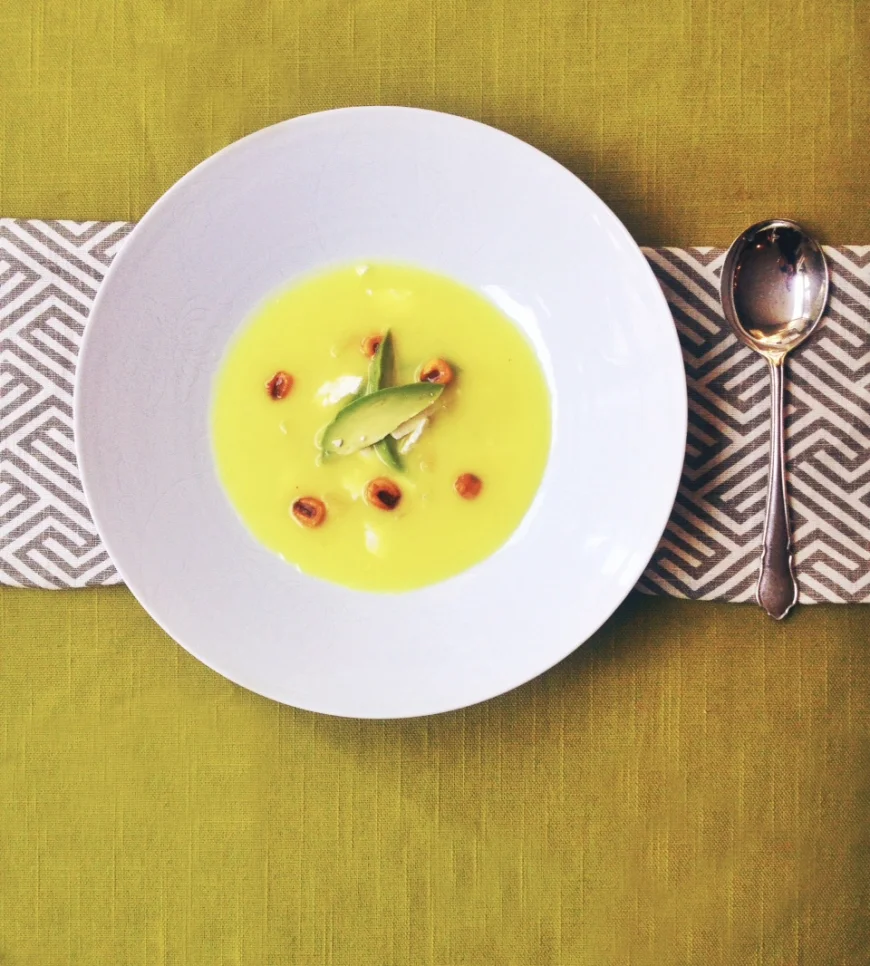 Potato soup with avocado