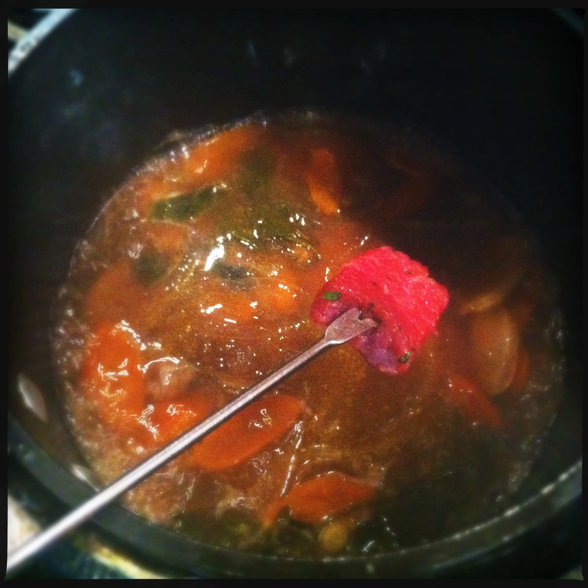 Beef and seafood hot pot