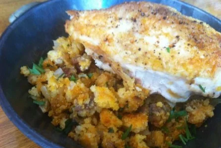 Roast Chicken with Cornbread Chorizo Stuffing