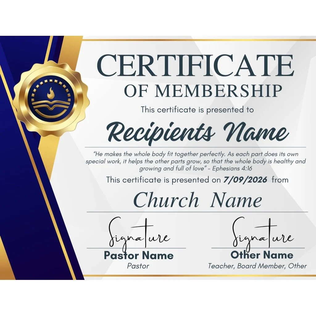 Editable Membership and Baptismal Certificates