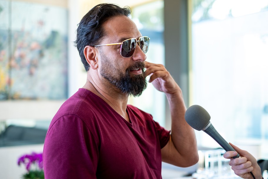 Developer Nile Niami speaking with KCRW's Anna Scott