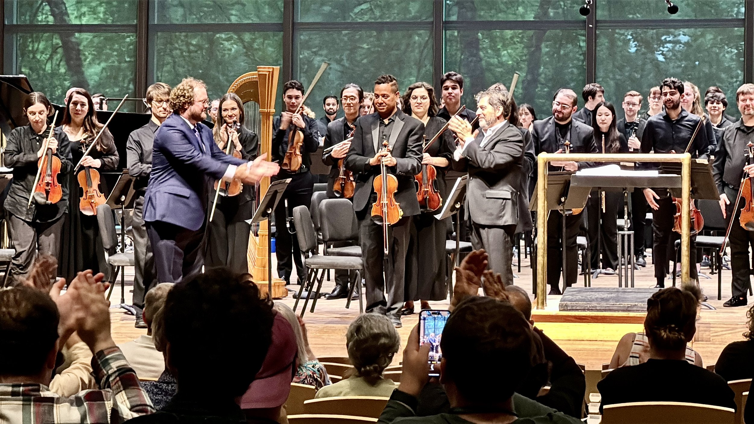 Stephen Cabell with colleagues at an orchestral performance