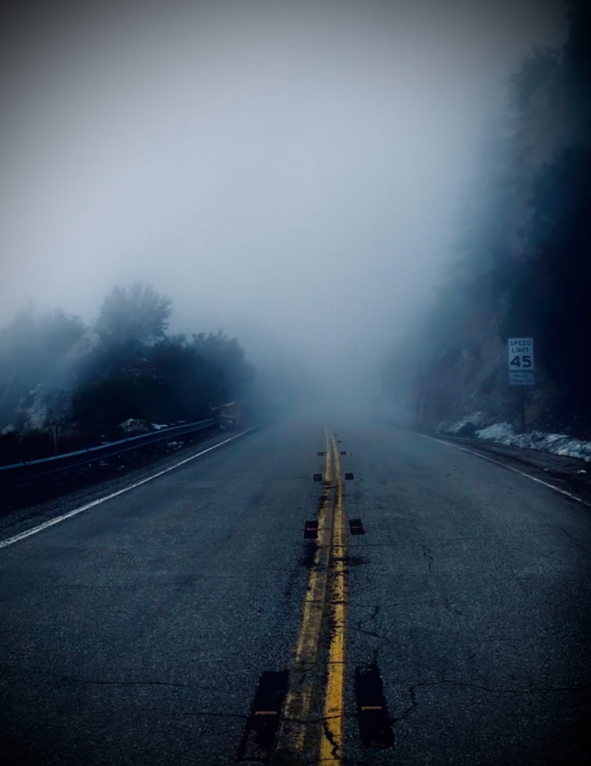 Fog covering Angeles Crest Highway