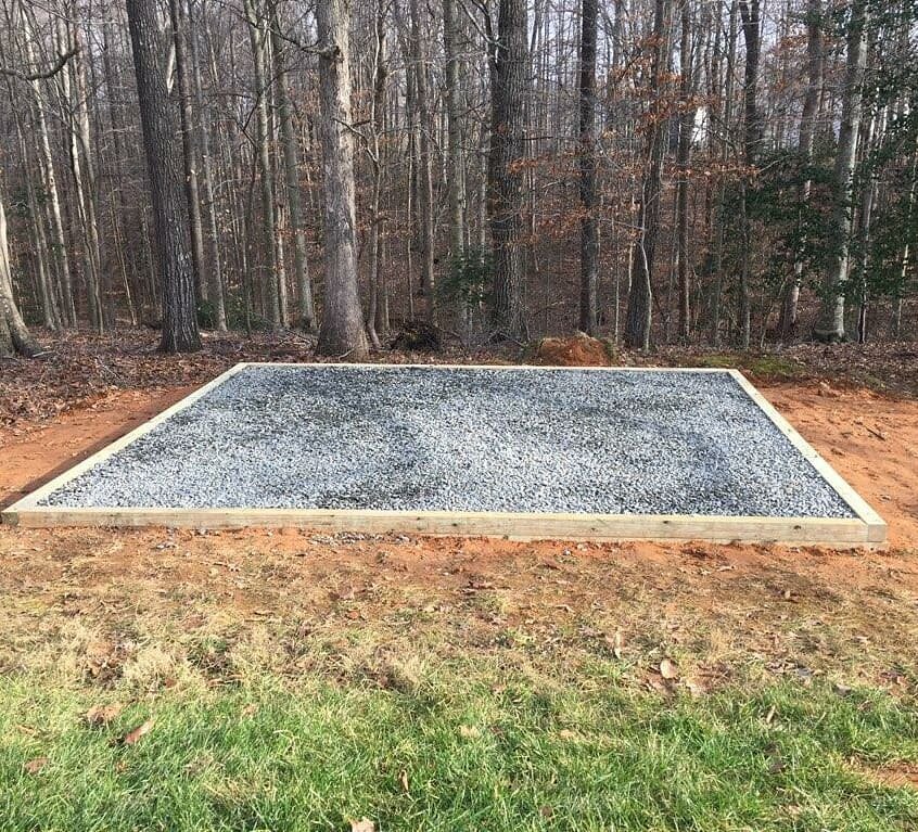 Got this shed pad all set up from start to finish and ready for the new incoming shed. Hauled a little over 4 tons of gravel with wheelbarrows but had fun doing it!

-

If you need something like this or any general yard maintenance/building done giv