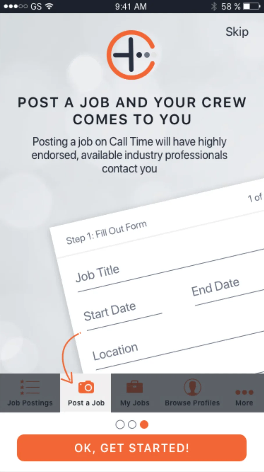 App Screenshot: Posting A Job