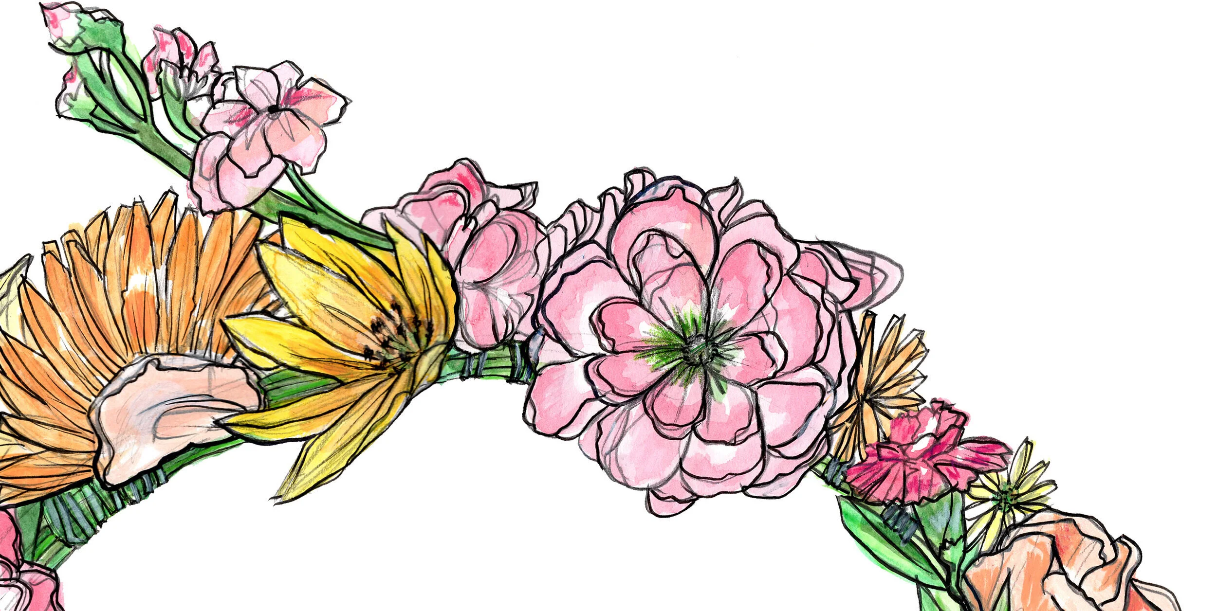 My watercolour sketch of a friends flower crown