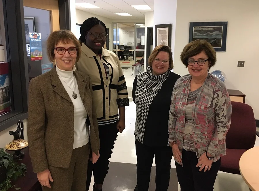 Left to right: Dr. Evie Tastsoglou, SMU; Patella Cunningham, graduate student in International Development Studies; Dr. Lori Wilkinson, University of Manitoba; and Dr. Margaret MacDonald, Dean of Arts