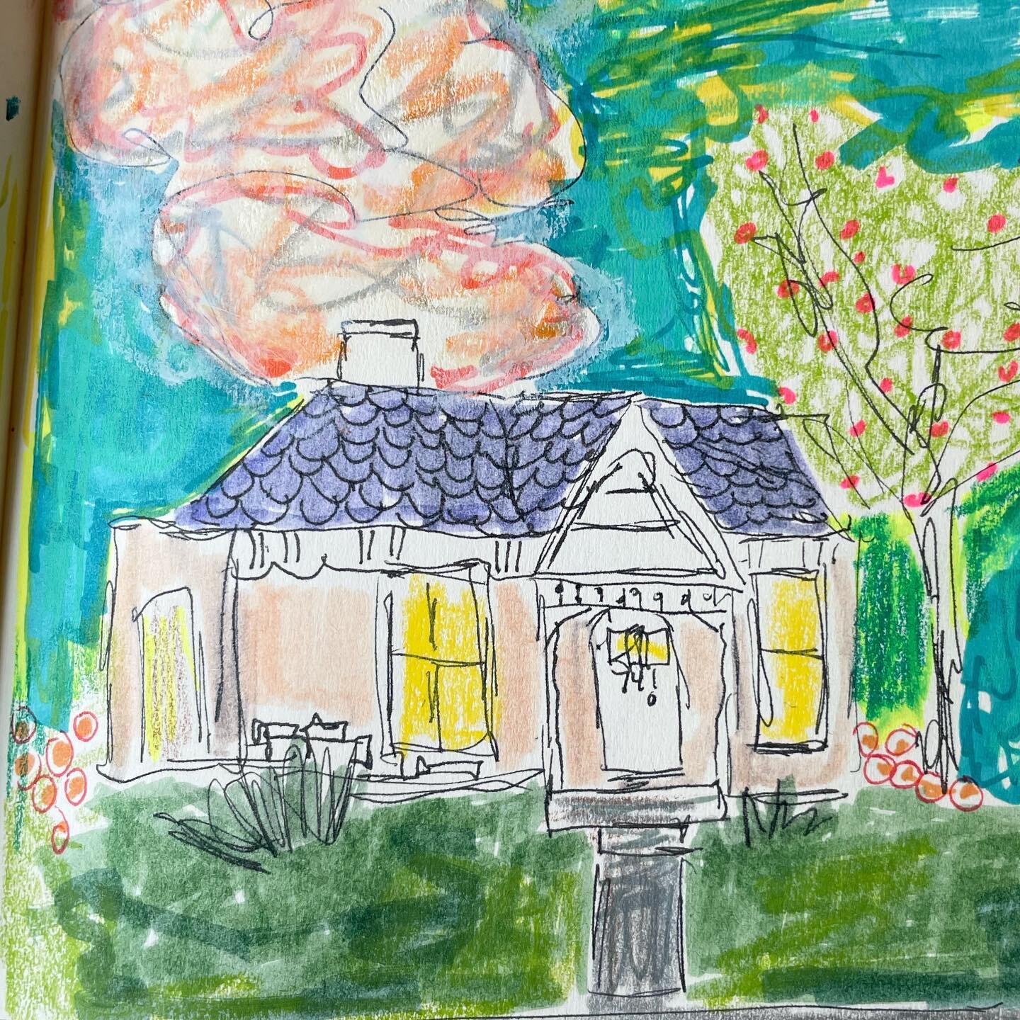Over the weekend, I visited my sister and was reminded how much I ❤️ the little cottages in Salida.  Warm glowing windows and color theory play was inspired by @emilypowellstudio class.