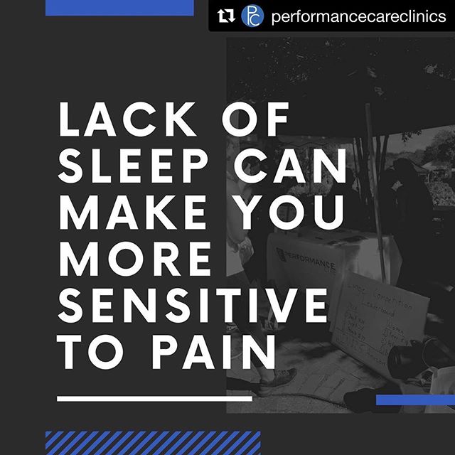#Repost @performancecareclinics with @get_repost
・・・
Are you getting enough sleep?
.
There is TONS of research to lack of sleep will make you more sensitive to painful stimulus as compared to someone who is getting 7-8 hours of sleep a night.
.
Your 
