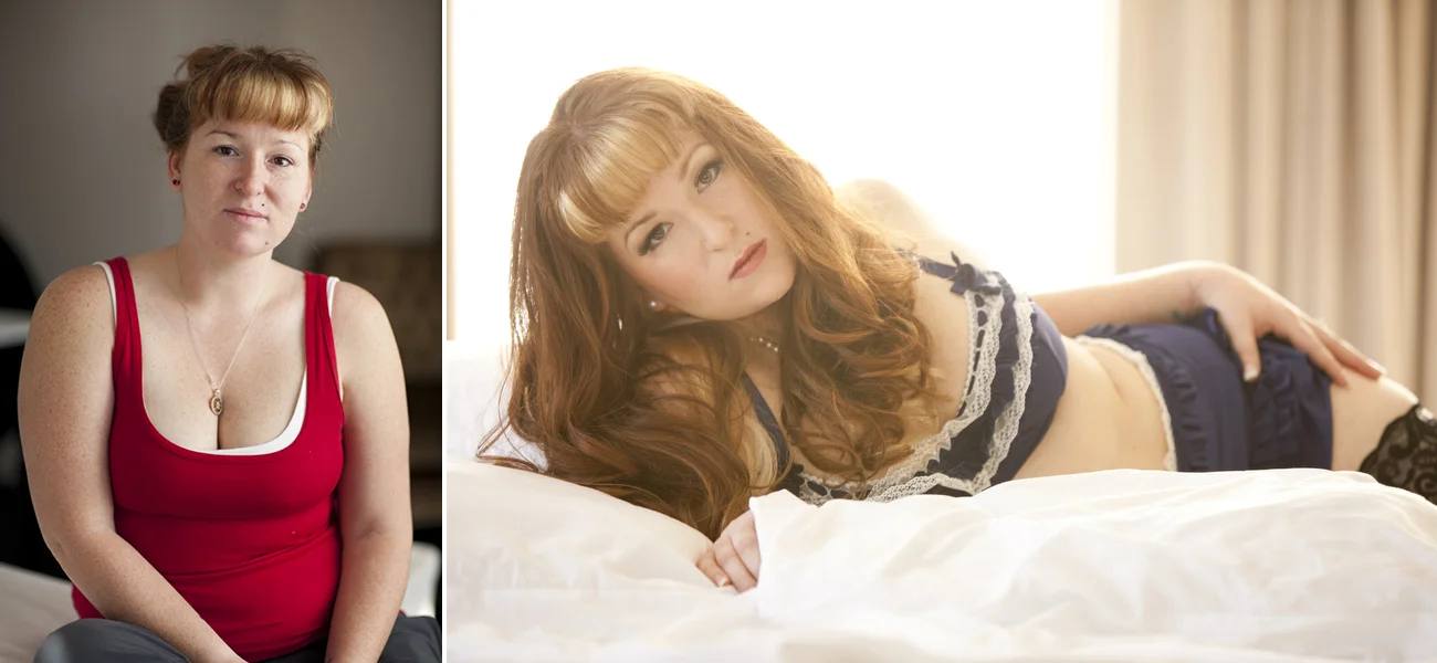 before and after curvy boudoir photoshoot makeover