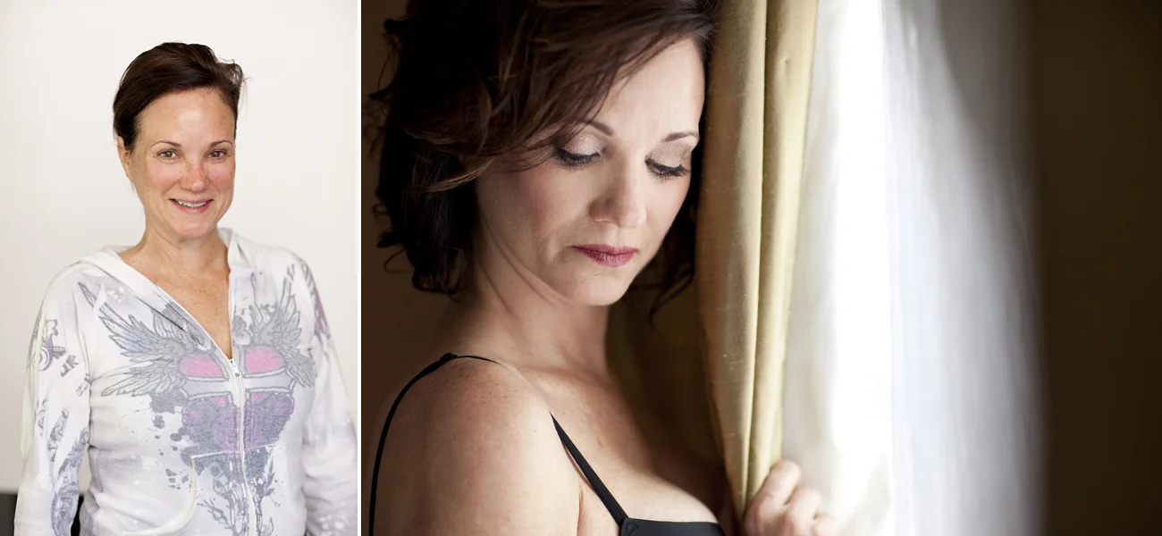 before and after mature boudoir photoshoot makeover