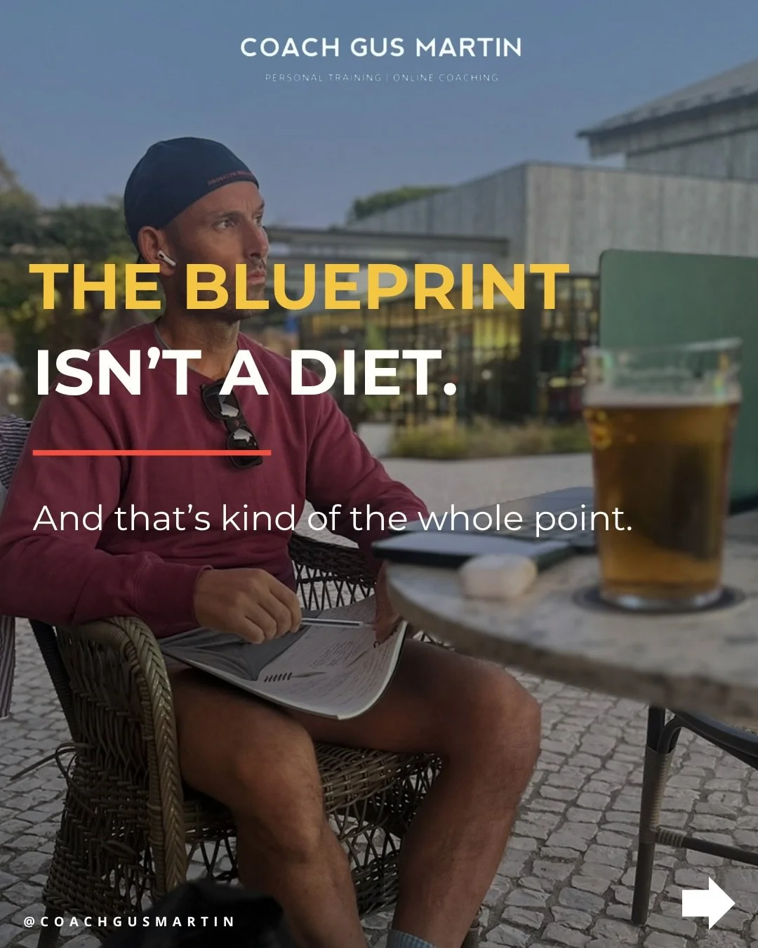 The Fit @ 40 Blueprint isn&rsquo;t a diet.

Because I don&rsquo;t particularly want to teach you how to be really good at dieting.

I want you to know what to do when you&rsquo;re busy.

When you&rsquo;re knackered.

When work goes mental.

When you&