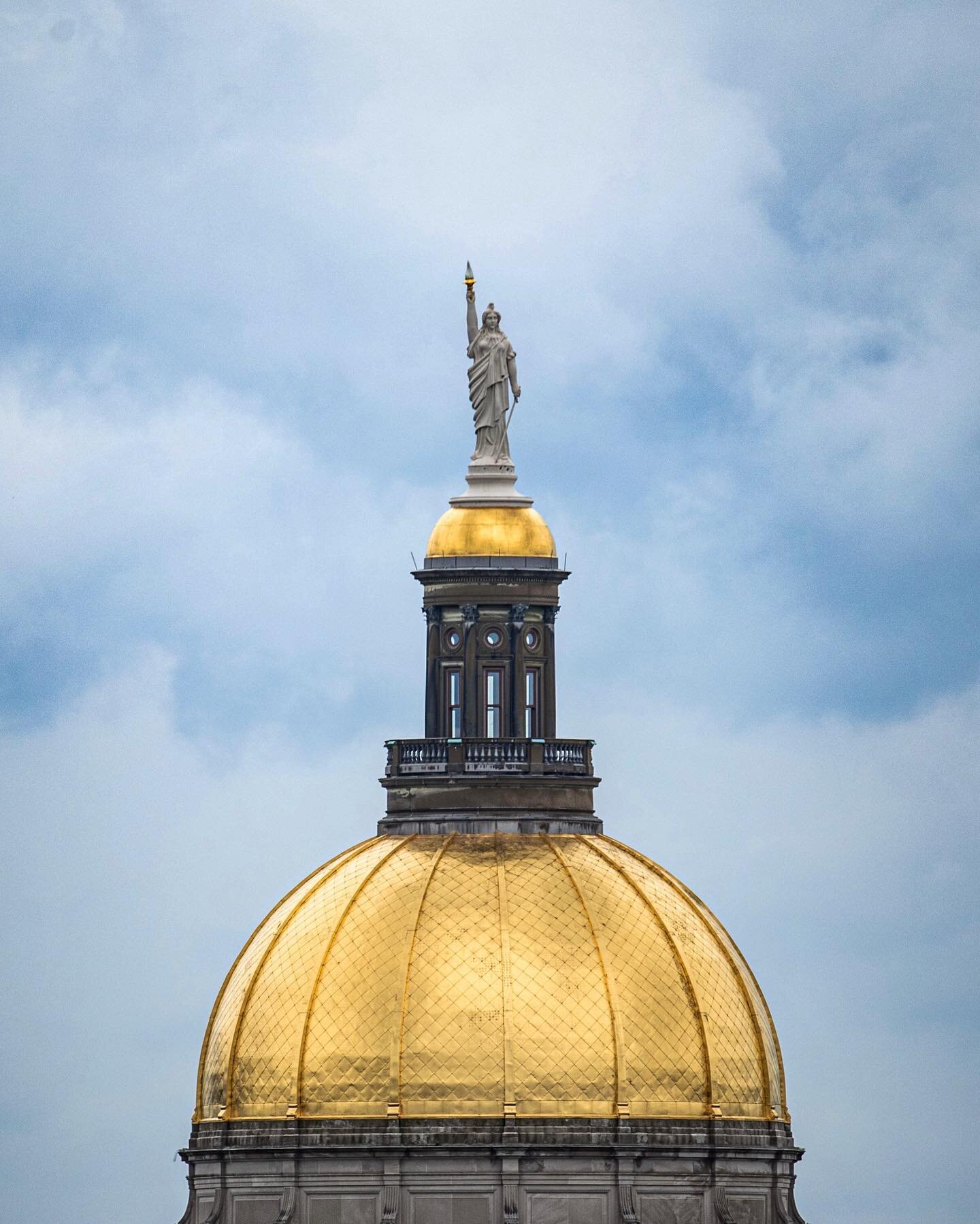 The view of Miss Freedom on top of the Georgia State Capitol from the roof of 222 Mitchell Street in @southdwntn. Of all the beautifully proportioned female sculptures I&rsquo;ve seen and studied, this one seems to have fallen into the, &ldquo;good e