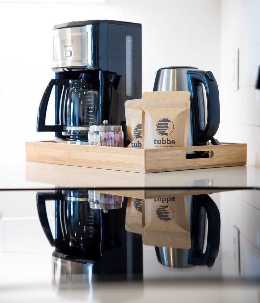 Start your morning off on the right side of the bed with our small batch, locally roasted coffee from @tubbscoffee.