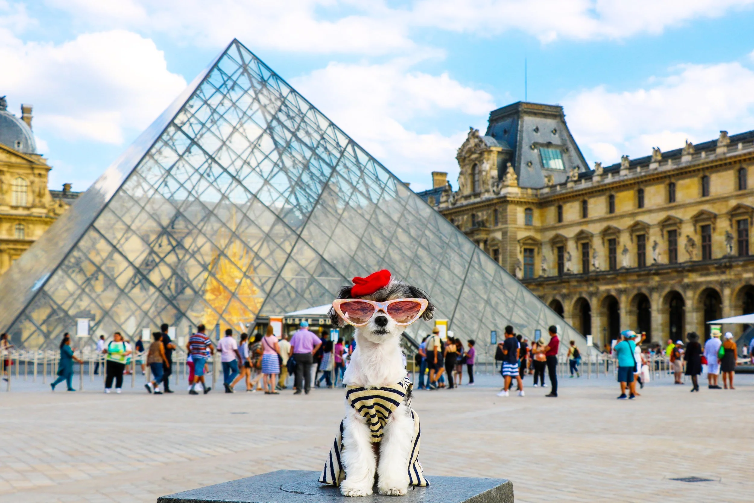 Tinkerbelle outside the Louvre Museum
